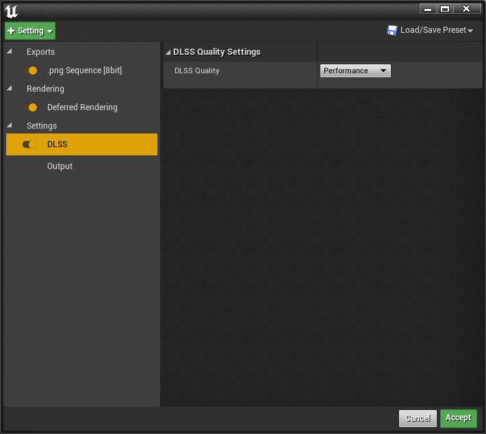 DLSS Movie Scene Support DLSS Setting Options