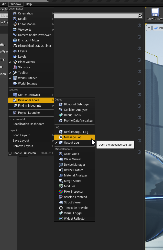 DLSS Editor Output log menu